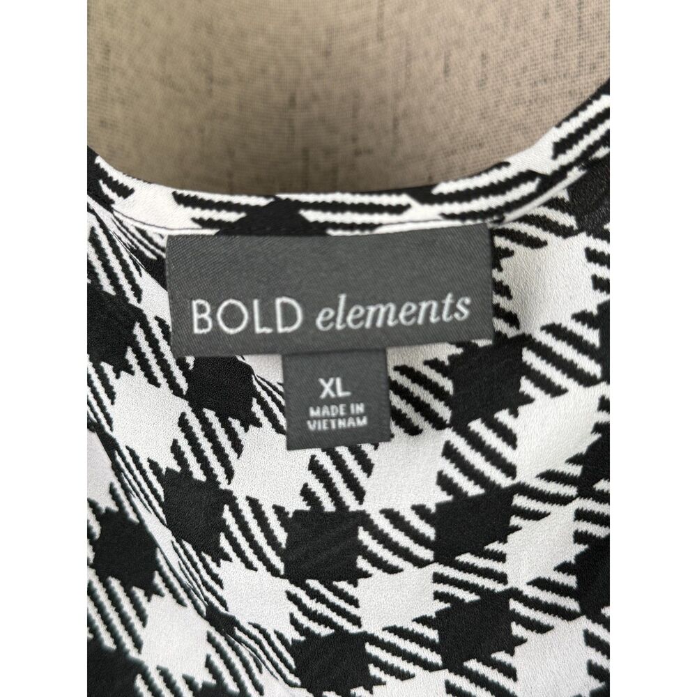 Bold Elements Womens Houndstooth Lace Up Ruffle Strap Tank Size XL Black - Picture 6 of 6